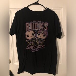 Young Bucks Super Kick Party T-Shirt Men's Size L Black Funko Pop Tees